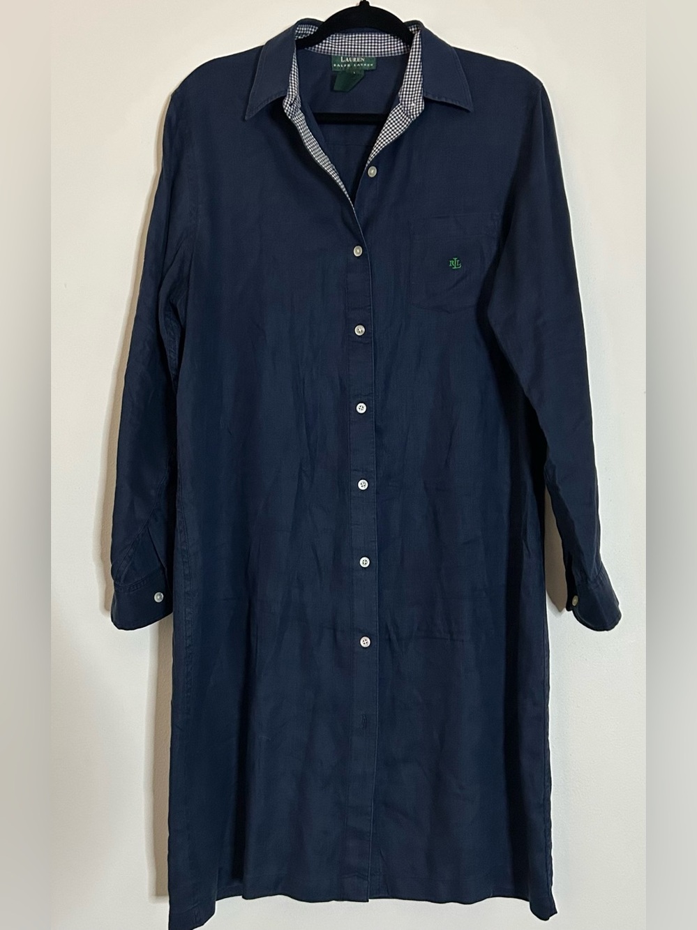 Lauren Ralph Lauren Navy Midi Shirt Dress with Contrast Collar